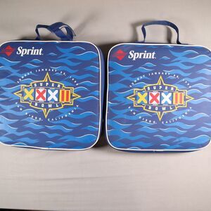 Vintage 1998 Superbowl XXXII 32 Seat Cushion Sprint w/ Zippered Pouch & Handle